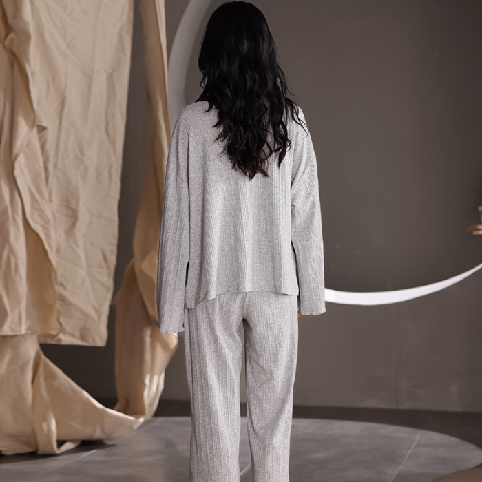 91家纺网 家纺一手货源 找家纺 春秋季新款少女纯棉长袖甜美风睡衣薄款开衫翻领设计可外穿家居服  88263