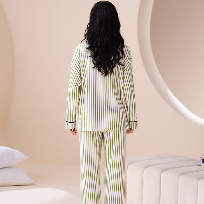 91家纺网 家纺一手货源 找家纺 洛兰沙 春秋季纯棉开衫翻领睡衣少女卡通甜美长袖可外穿家居服套装 665女