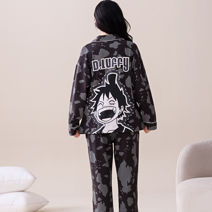 91家纺网 家纺一手货源 找家纺 洛兰沙 春秋季纯棉开衫翻领睡衣少女卡通甜美长袖可外穿家居服套装 678女