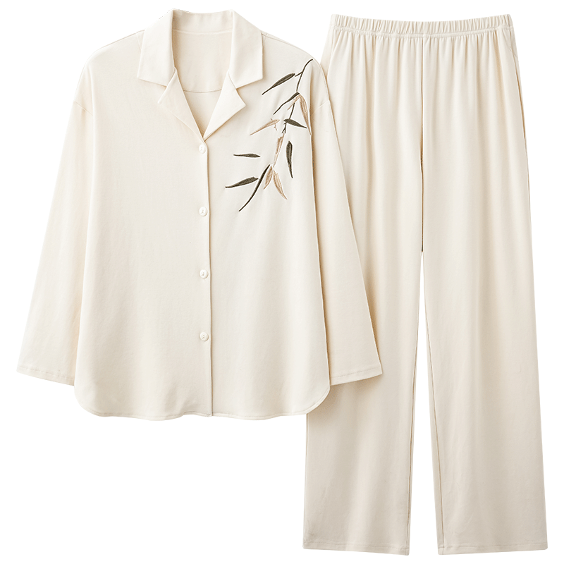 91家纺网 家纺一手货源 找家纺 洛兰沙 春秋季纯棉开衫翻领睡衣少女卡通甜美长袖可外穿家居服套装 717女