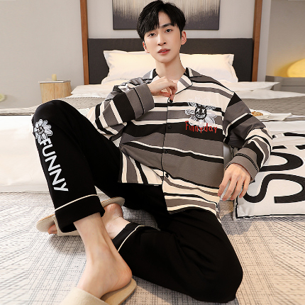 91家纺网 家纺一手货源 找家纺 （总）洛兰沙 春秋季纯棉开衫长袖可外穿家居服睡衣