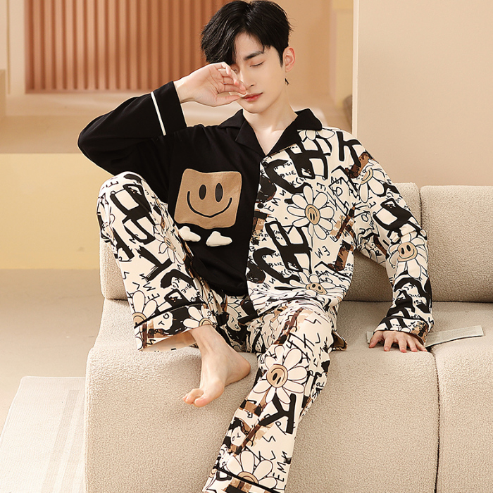 91家纺网 家纺一手货源 找家纺 洛兰沙 春秋季纯棉开衫长袖可外穿家居服睡衣 640男