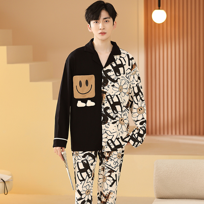 91家纺网 家纺一手货源 找家纺 洛兰沙 春秋季纯棉开衫长袖可外穿家居服睡衣 640男