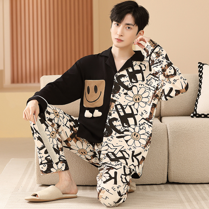 91家纺网 家纺一手货源 找家纺 洛兰沙 春秋季纯棉开衫长袖可外穿家居服睡衣 640男