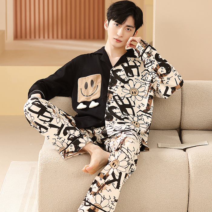 91家纺网 家纺一手货源 找家纺 洛兰沙 春秋季纯棉开衫长袖可外穿家居服睡衣 640男