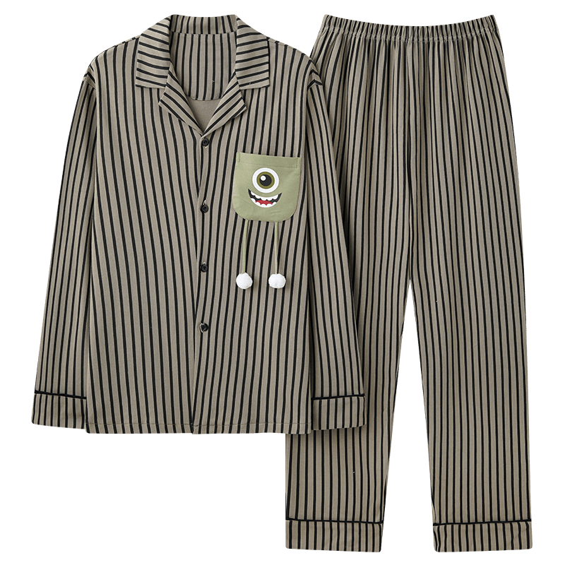 91家纺网 家纺一手货源 找家纺 洛兰沙 春秋季纯棉开衫长袖可外穿家居服睡衣 665男