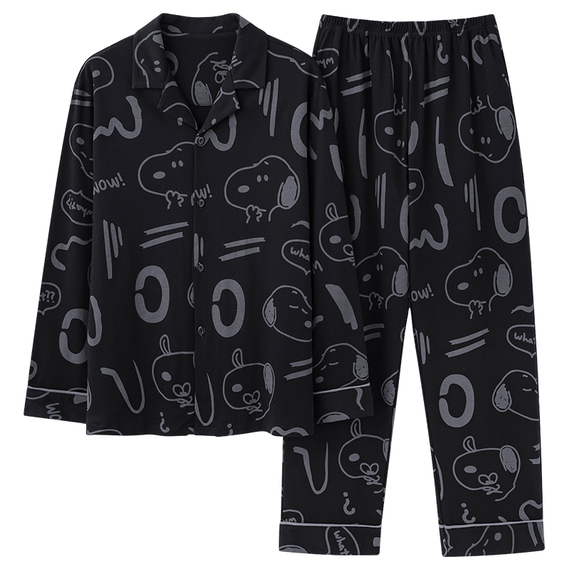 91家纺网 家纺一手货源 找家纺 洛兰沙 春秋季纯棉开衫长袖可外穿家居服睡衣 L667男