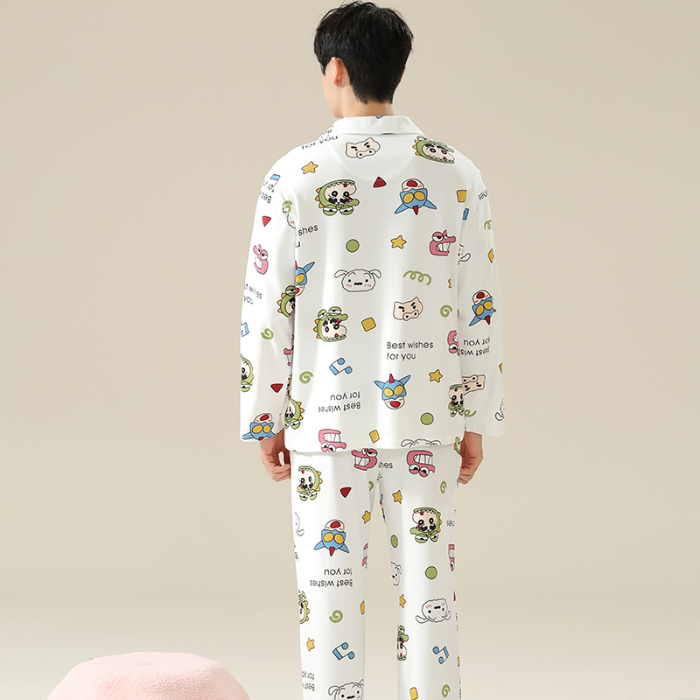 91家纺网 家纺一手货源 找家纺 洛兰沙 春秋季纯棉开衫长袖可外穿家居服睡衣 681男