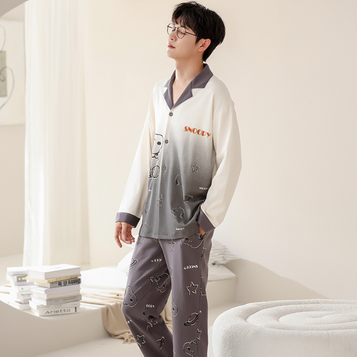 91家纺网 家纺一手货源 找家纺 洛兰沙 春秋季纯棉开衫长袖可外穿家居服睡衣 699男