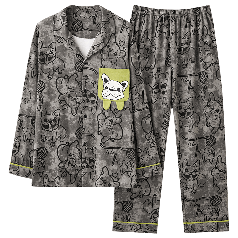 91家纺网 家纺一手货源 找家纺 洛兰沙 春秋季纯棉开衫长袖可外穿家居服睡衣 710男