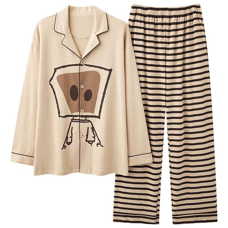 91家纺网 家纺一手货源 找家纺 洛兰沙 春秋季纯棉开衫长袖可外穿家居服睡衣 711男