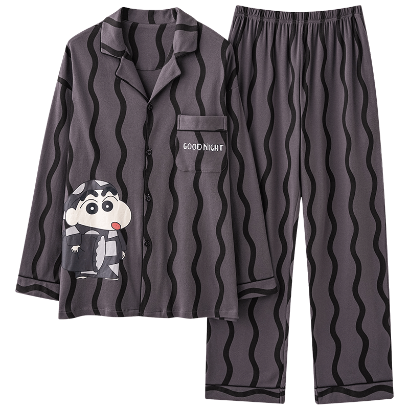 91家纺网 家纺一手货源 找家纺 洛兰沙 春秋季纯棉开衫长袖可外穿家居服睡衣 714男