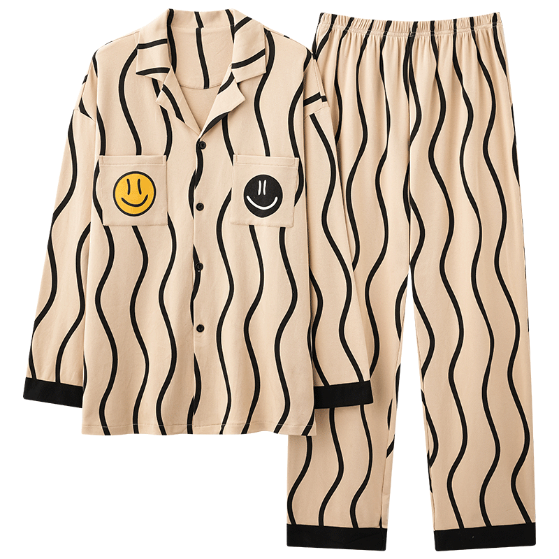 91家纺网 家纺一手货源 找家纺 洛兰沙 春秋季纯棉开衫长袖可外穿家居服睡衣 715男