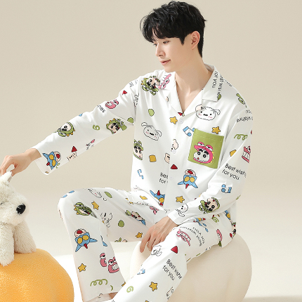 91家纺网 家纺一手货源 找家纺 （总）洛兰沙 春秋季纯棉开衫长袖可外穿家居服情侣套装