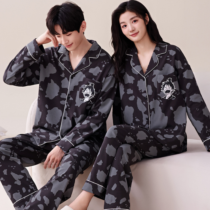 91家纺网 家纺一手货源 找家纺 洛兰沙 春秋季纯棉开衫长袖可外穿家居服情侣套装 678男