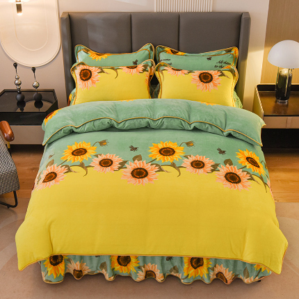 91家纺网 家纺一手货源 找家纺 绒小宣 高克重牛奶绒印花四件套