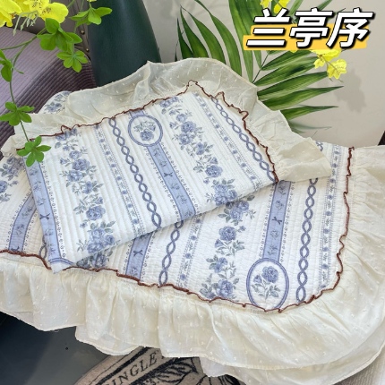 91家纺网 家纺一手货源 找家纺 （总）纯棉床盖三件套260×240法式全棉床裙花边 纯棉夹棉床盖+枕套×2