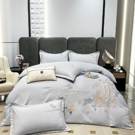 91家纺网 家纺一手货源 找家纺 （总）帝菲妮 2025新款法式轻奢暖氧磨毛水洗棉刺绣四件套-黛西