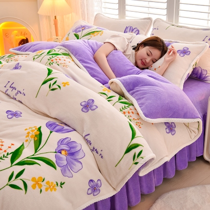 91家纺网 家纺一手货源 找家纺 （总）牵依 2025 直播爆款高克重加厚牛奶绒四件套法兰绒四件套珊瑚绒