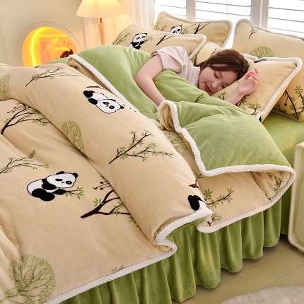 91家纺网 家纺一手货源 找家纺 （总）牵依 2025 直播爆款高克重加厚牛奶绒四件套法兰绒四件套珊瑚绒