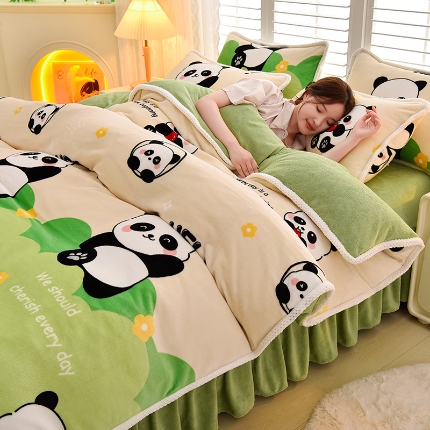 91家纺网 家纺一手货源 找家纺 （总）牵依 2025 直播爆款高克重加厚牛奶绒四件套法兰绒四件套珊瑚绒