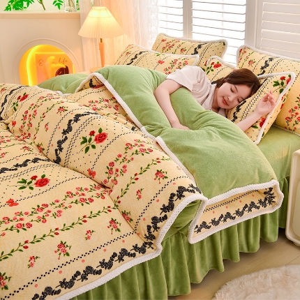 91家纺网 家纺一手货源 找家纺 （总）牵依 2025 直播爆款高克重加厚牛奶绒四件套法兰绒四件套珊瑚绒