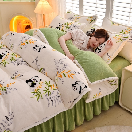 91家纺网 家纺一手货源 找家纺 （总）牵依 2025 直播爆款高克重加厚牛奶绒四件套法兰绒四件套珊瑚绒