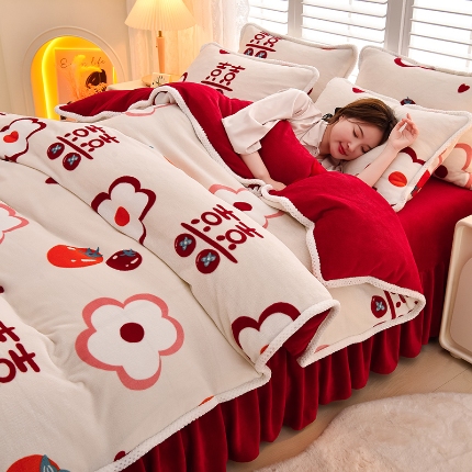 91家纺网 家纺一手货源 找家纺 （总）牵依 2025 直播爆款高克重加厚牛奶绒四件套法兰绒四件套珊瑚绒