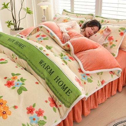 91家纺网 家纺一手货源 找家纺 （总）牵依 2025 直播爆款高克重加厚牛奶绒四件套法兰绒四件套珊瑚绒