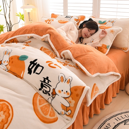 91家纺网 家纺一手货源 找家纺 （总）牵依 2025 直播爆款高克重加厚牛奶绒四件套法兰绒四件套珊瑚绒