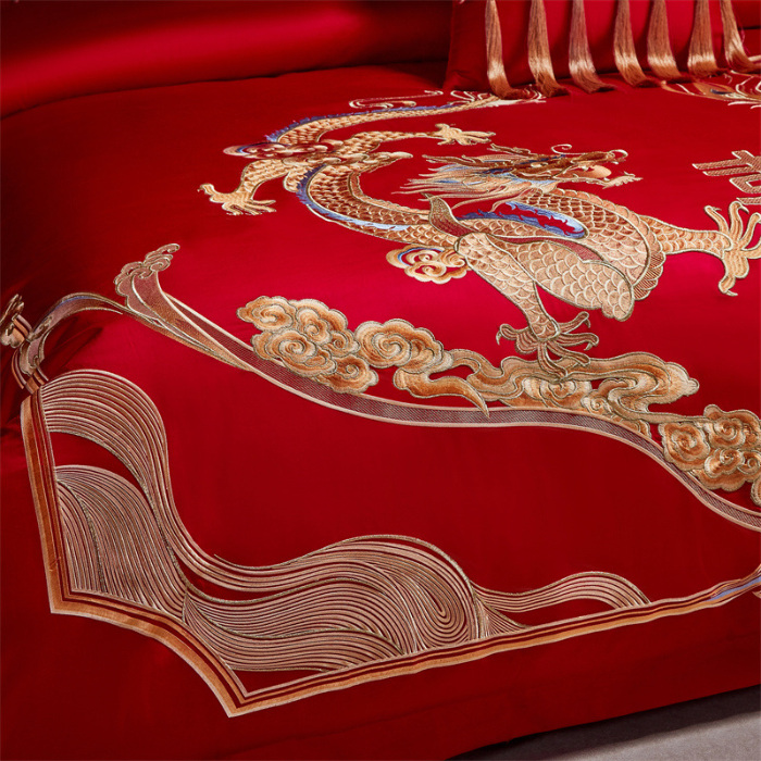 91家纺网 家纺一手货源 找家纺 宏羽纺家纺 2024新款13372纯棉婚庆套件系列 我心永恒