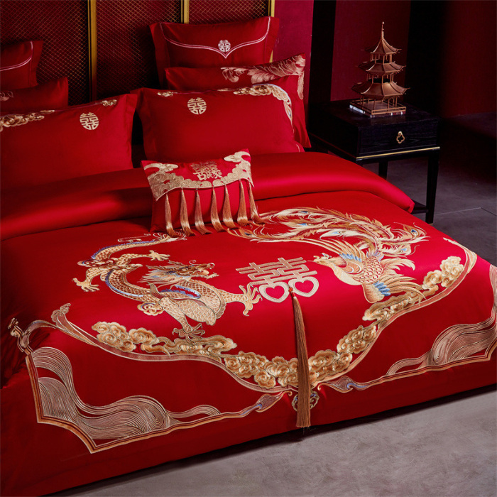 91家纺网 家纺一手货源 找家纺 宏羽纺家纺 2024新款13372纯棉婚庆套件系列 我心永恒