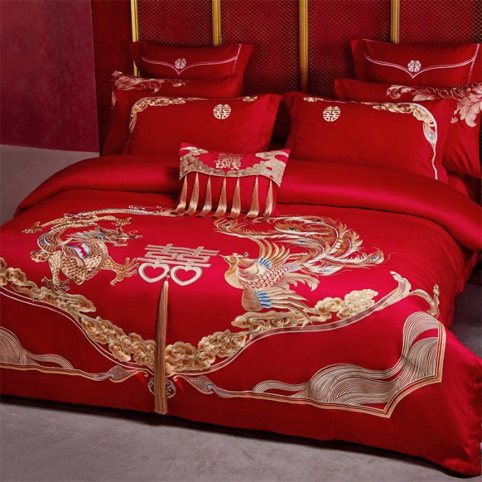 91家纺网 家纺一手货源 找家纺 宏羽纺家纺 2024新款13372纯棉婚庆套件系列 我心永恒