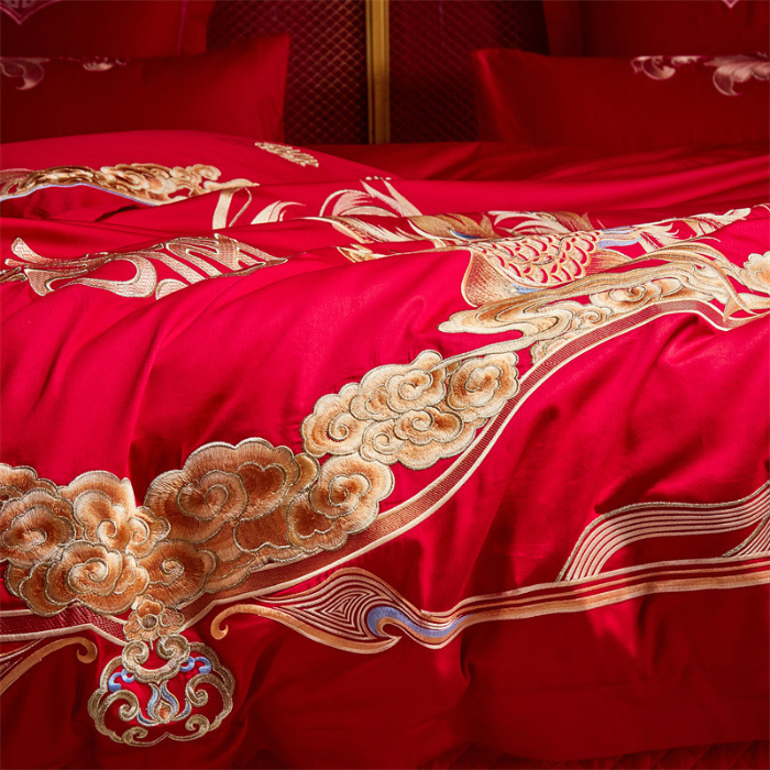 91家纺网 家纺一手货源 找家纺 宏羽纺家纺 2024新款13372纯棉婚庆套件系列 我心永恒