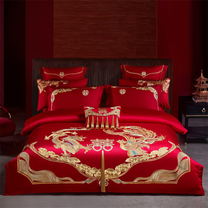 91家纺网 家纺一手货源 找家纺 宏羽纺家纺 2024新款13372纯棉婚庆套件系列 我心永恒