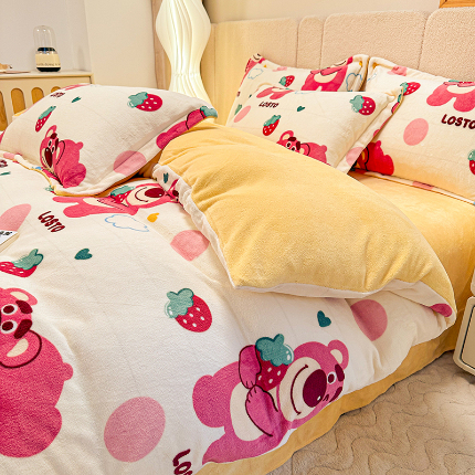 91家纺网 家纺一手货源 找家纺 （总）卡普家居 2025新款加厚保暖牛奶绒系列--四件套