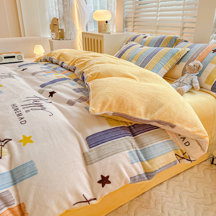 91家纺网 家纺一手货源 找家纺 （总）卡普家居 2025新款加厚保暖牛奶绒系列--四件套