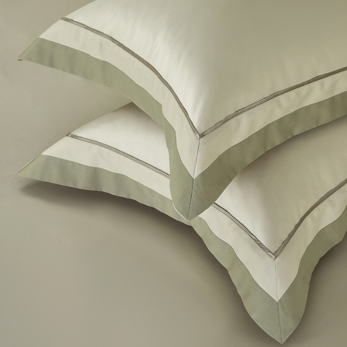 91家纺网 家纺一手货源 找家纺 【2024更新】100支100S全棉太妃缎纯色拼色四件套可选多件套可定制 典雅·绿