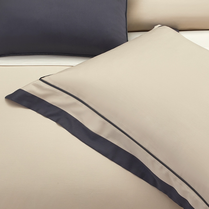 91家纺网 家纺一手货源 找家纺 【2024更新】100支100S全棉太妃缎纯色拼色四件套可选多件套可定制 典雅·驼