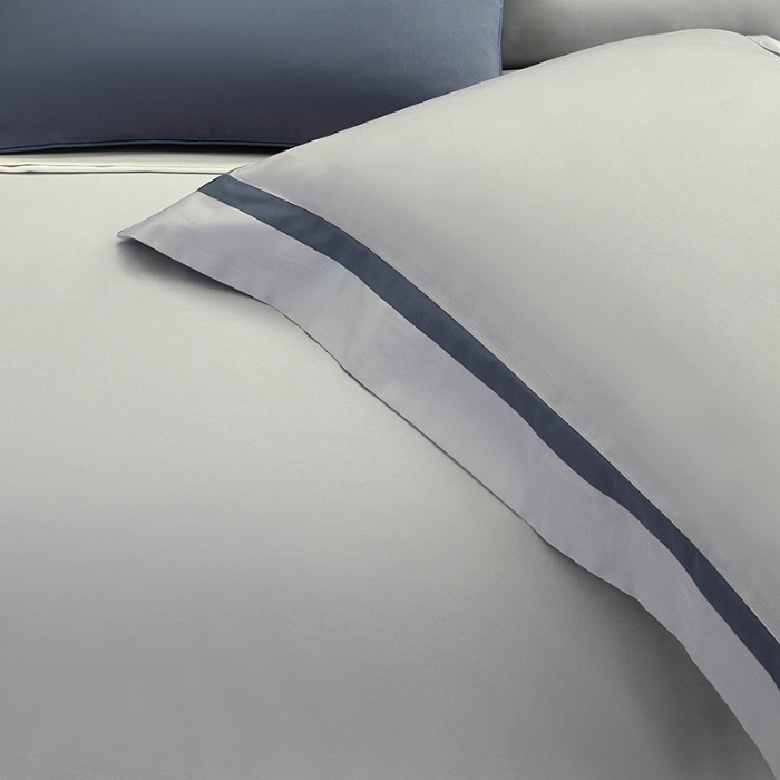 91家纺网 家纺一手货源 找家纺 【2024更新】100支100S全棉太妃缎纯色拼色四件套可选多件套可定制 格调·灰