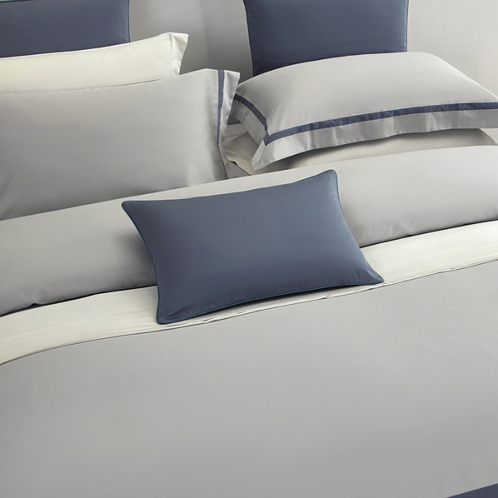 91家纺网 家纺一手货源 找家纺 【2024更新】100支100S全棉太妃缎纯色拼色四件套可选多件套可定制 格调·灰