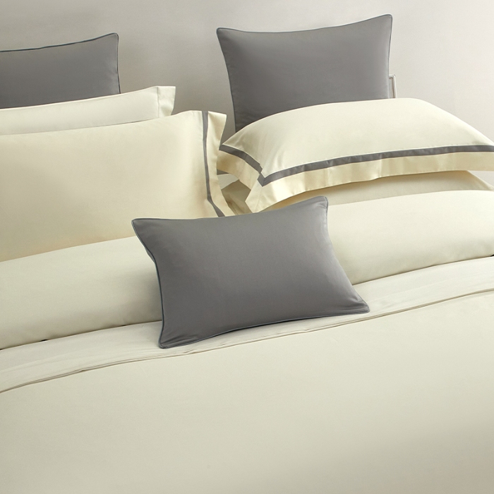 91家纺网 家纺一手货源 找家纺 【2024更新】100支100S全棉太妃缎纯色拼色四件套可选多件套可定制 格调·米黄