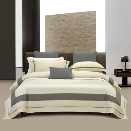 【2024更新】100支100S全棉太妃缎纯色拼色四件套可选多件套可定制 格调·米黄