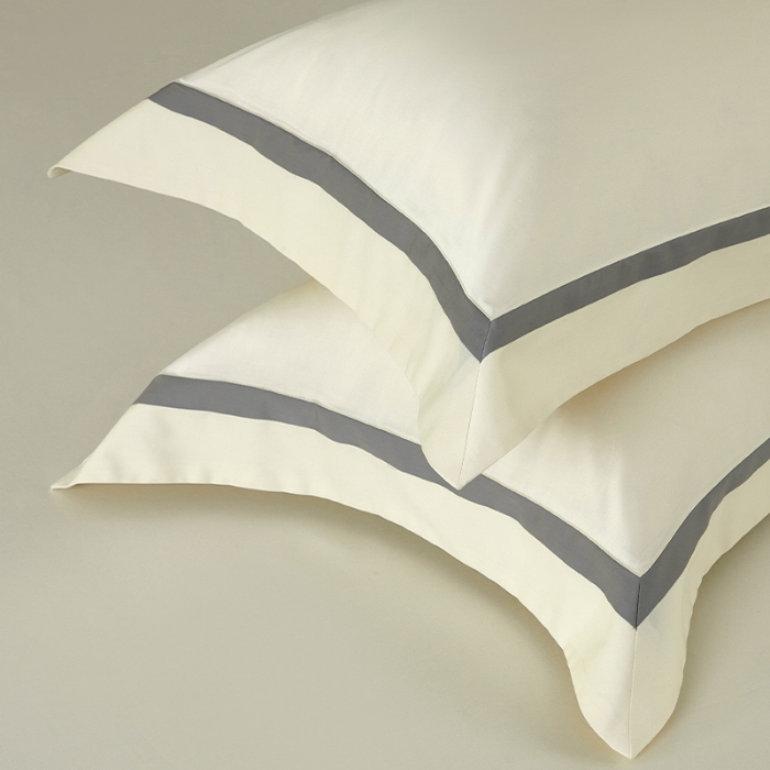 91家纺网 家纺一手货源 找家纺 【2024更新】100支100S全棉太妃缎纯色拼色四件套可选多件套可定制 格调·米黄