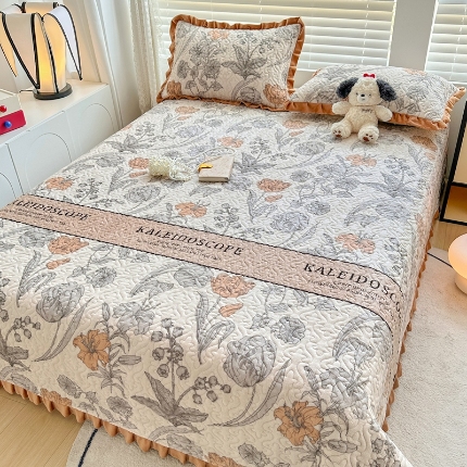 91家纺网 家纺一手货源 找家纺 （总）岚吉家纺 2025新款牛奶绒小花边床盖三件套