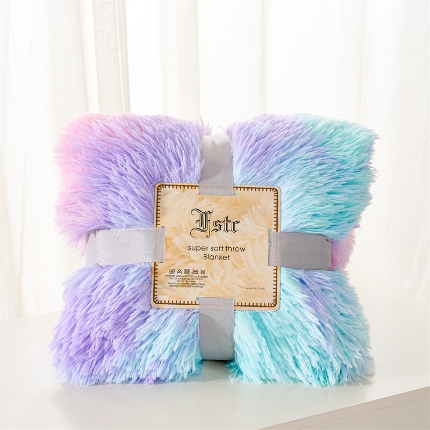 91家纺网 家纺一手货源 找家纺 （总）品尚嘉 水貂绒毛毯长毛绒法莱绒双层跨境外贸毯子-扎染系