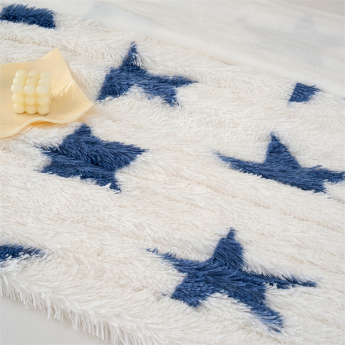 91家纺网 家纺一手货源 找家纺 品尚嘉 水貂绒毛毯长毛绒法莱绒双层跨境外贸毯子-扎染系 扎染-五星