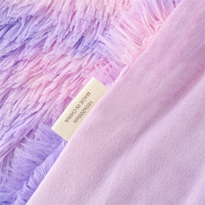 91家纺网 家纺一手货源 找家纺 品尚嘉 水貂绒毛毯长毛绒法莱绒双层跨境外贸毯子-扎染系 扎染-香芋紫