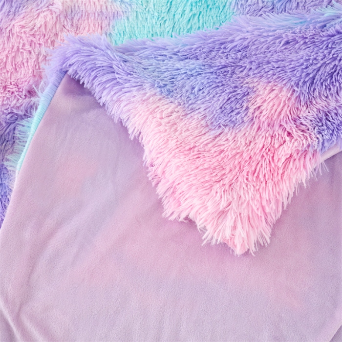 91家纺网 家纺一手货源 找家纺 品尚嘉 水貂绒毛毯长毛绒法莱绒双层跨境外贸毯子-扎染系 扎染-香芋紫