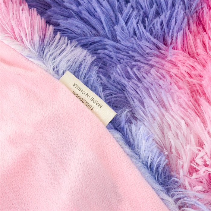 91家纺网 家纺一手货源 找家纺 品尚嘉 水貂绒毛毯长毛绒法莱绒双层跨境外贸毯子-扎染系 扎染-新彩虹